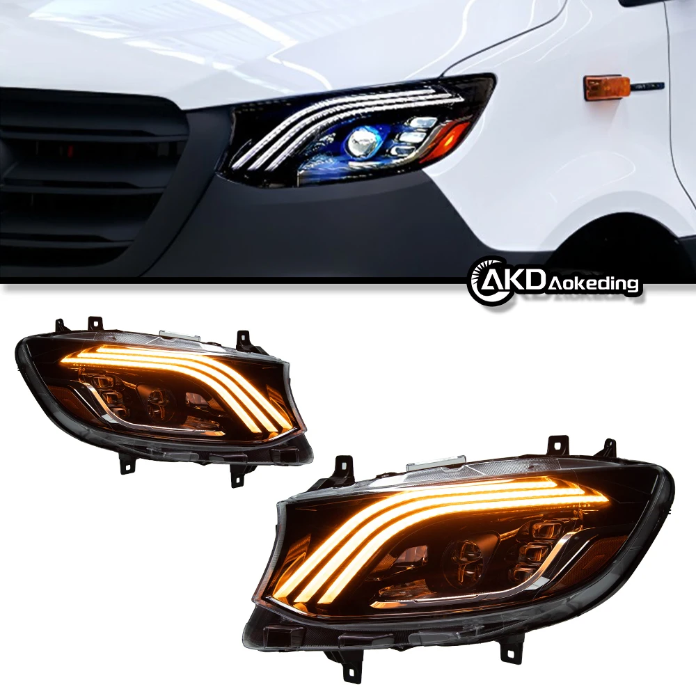 Auto Parts For Benz Sprinter Headlights 2018-2023 Styling LED Daytime Lights Angel Eye Dual Projector Car Accesorios Modified