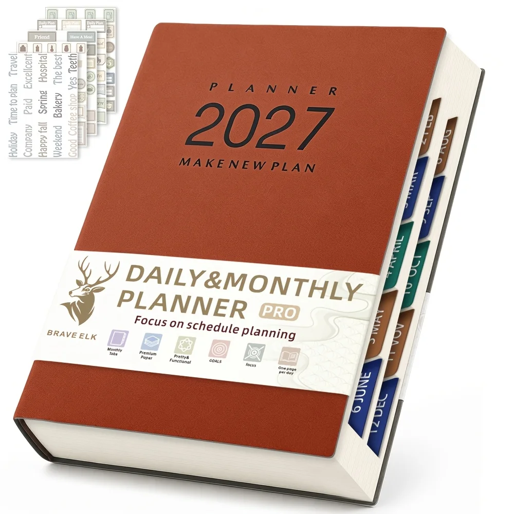 2027 Daily Ring Binder Planner 400 Pages Habit Tracker Monthly Daily Time Log Notebook Time Management Self Discipline Journal
