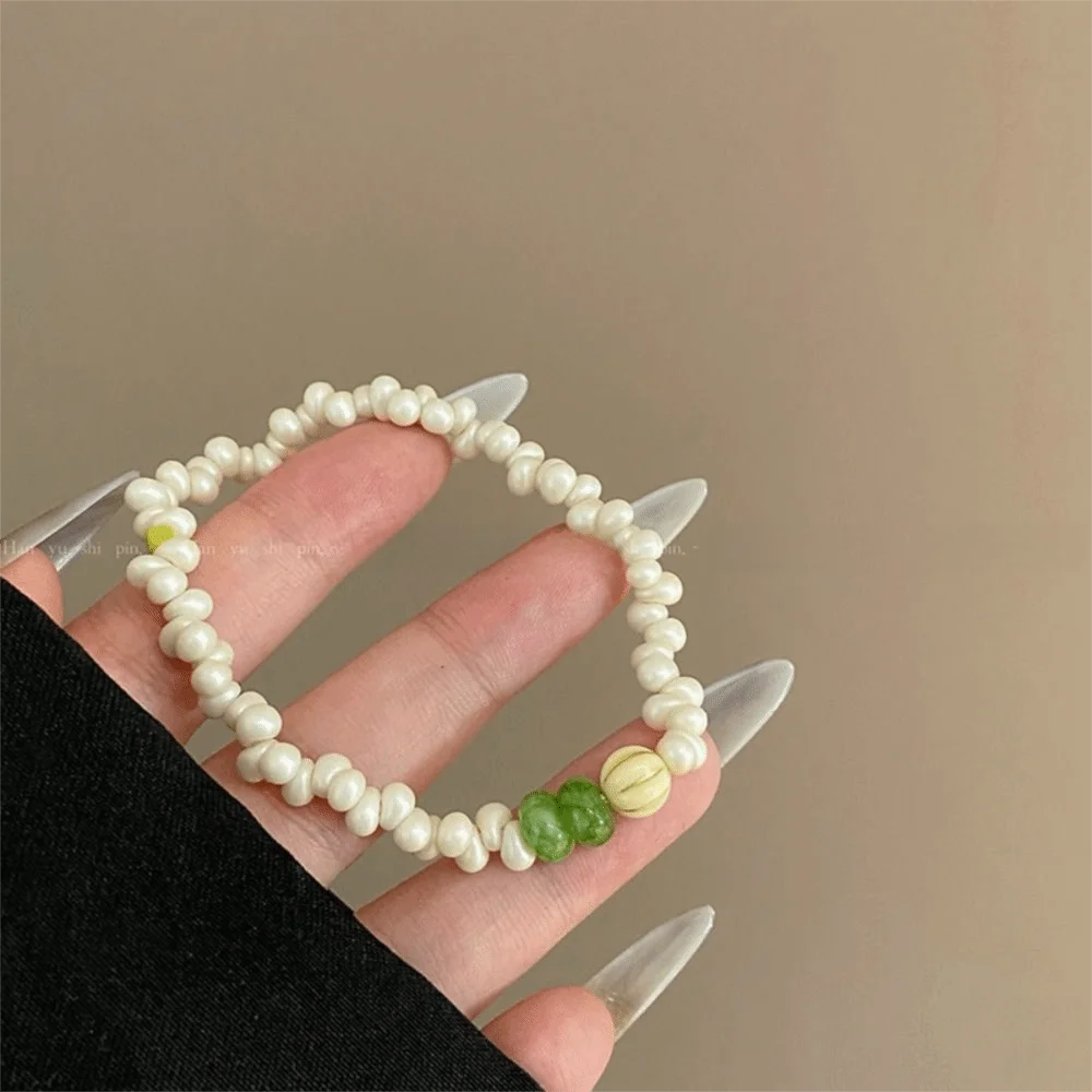 

2pcs/set Sweet Pear Bead Bracelet Exquisite Jewelry Fruit Stacked Bracelet White Lovely Bohemia Hand Chain Decoration