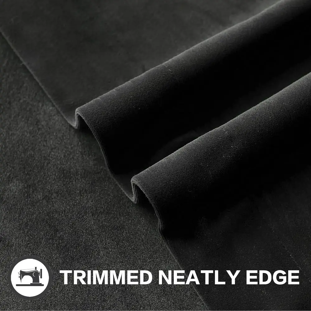 84 ستائر مخملية طويلة بطيات مع خطافات، معزولة حراريًا، سواد الغرفة، 52 عريضة، أسود