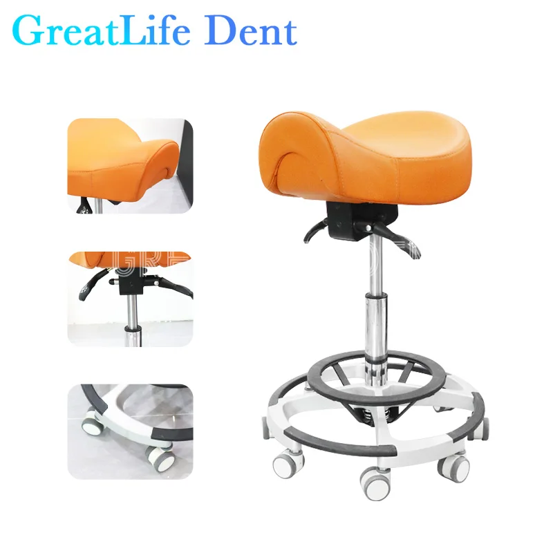 GreatLife Dent Doctors Chair High Quality PU Leather Height Adjustable Dentist Opertional Dentist Seat Mobile Office Chair