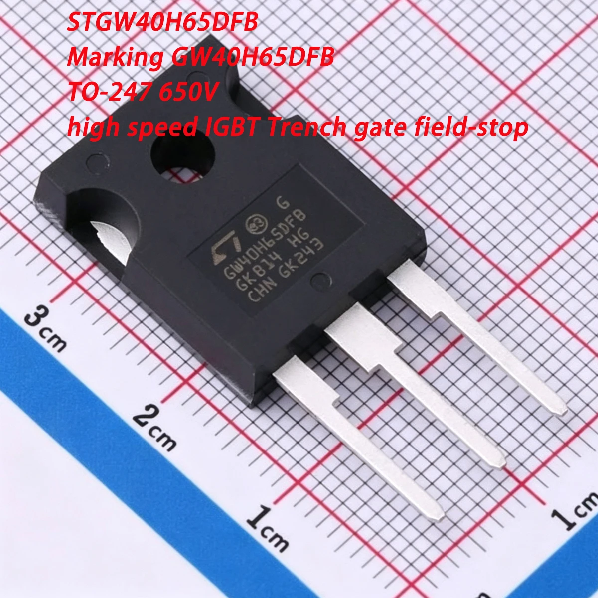 1PCS STGW40H65DFB Marking GW40H65DFB TO-247 650V 40A 80A 160A 283W NEWOriginal high speed IGBT Trench gate field-stop Transistor