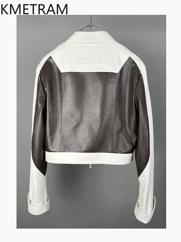 Giacca in pelle di pecora naturale Donna Moda Moto Corta Giacche in vera pelle Novità in capispalla Abiti autunnali 2025 Donna 