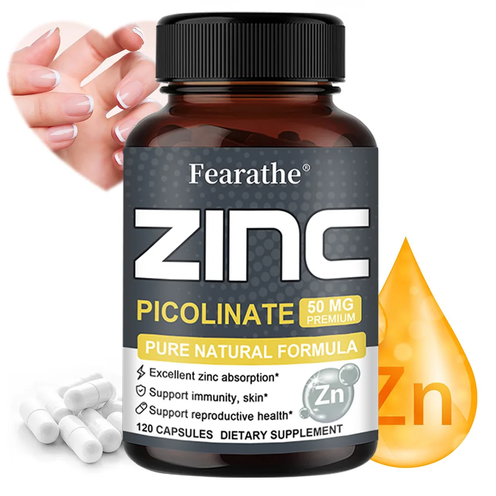 Picolinato de Zinc 50Mg - Máxima Absorción - Sistema Inmunitario, Promueve una Piel Saludable, Potente Antioxidante Sin OMG