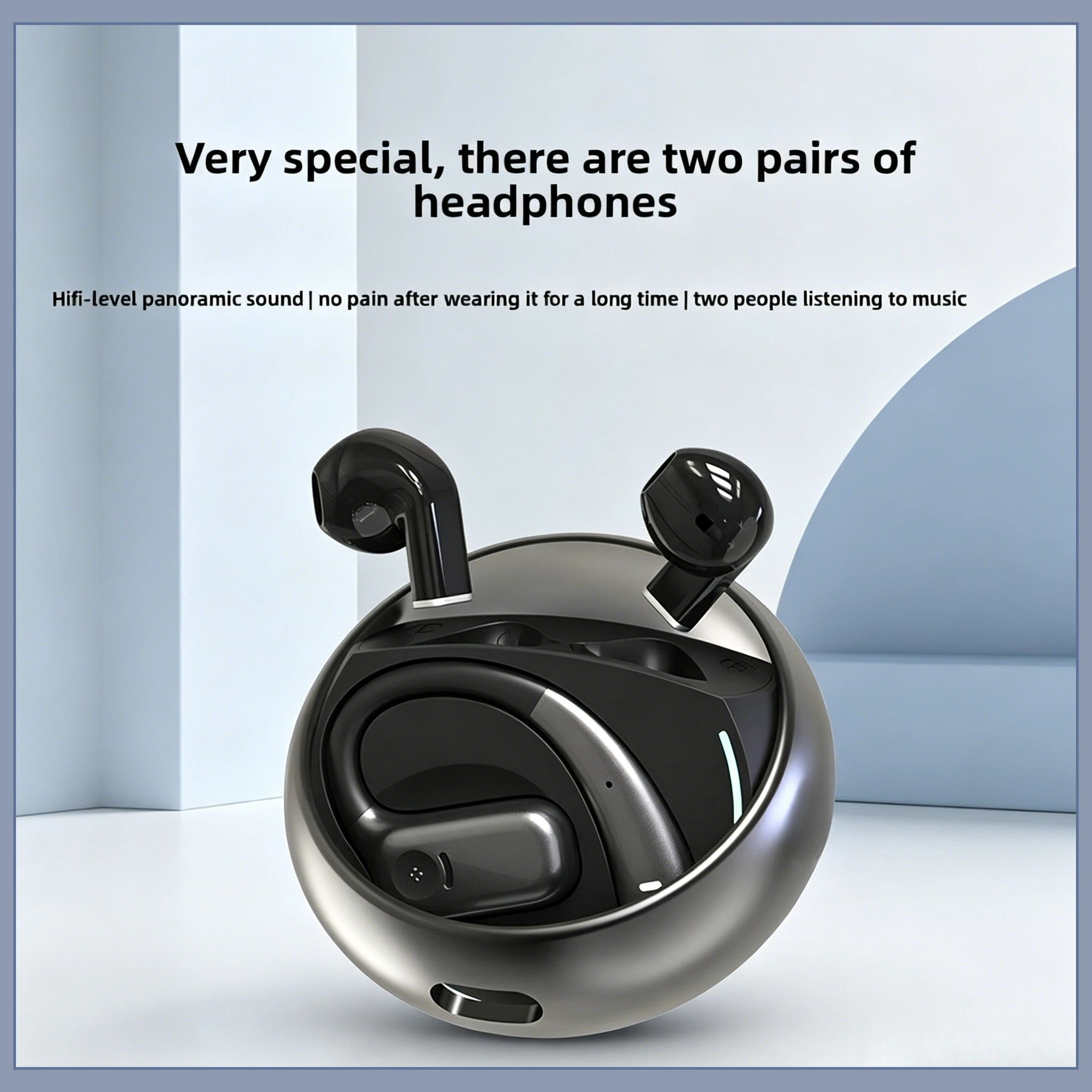 

2-in-1 Dual Mode Rotatable Ear Hook Headphones Bluetooth 5.3 Wireless Semi In-Ear Open Ear Sports Stereo Bass Earphones For Dail