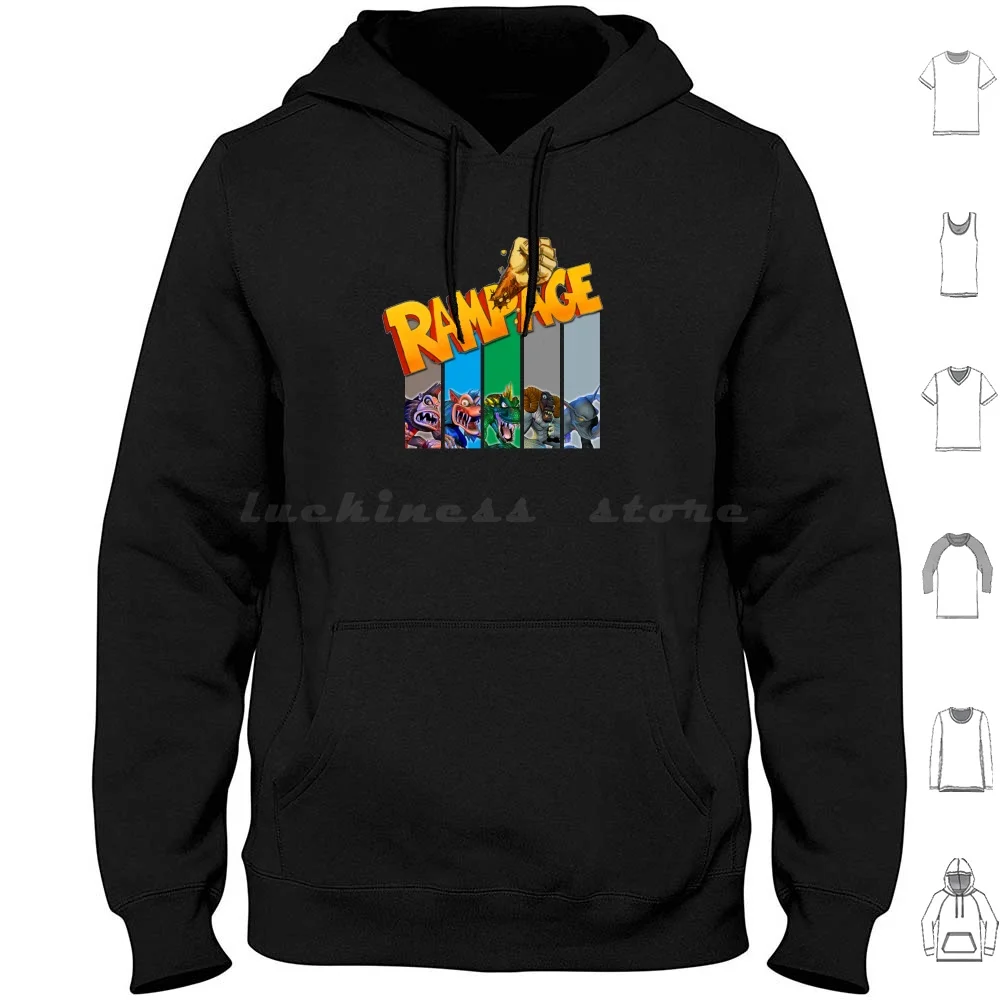 Rampage Select Your Monster Hoodie cotton Long Sleeve Rampage Retro Vintage Destruction George Pixel Arcade Video Game