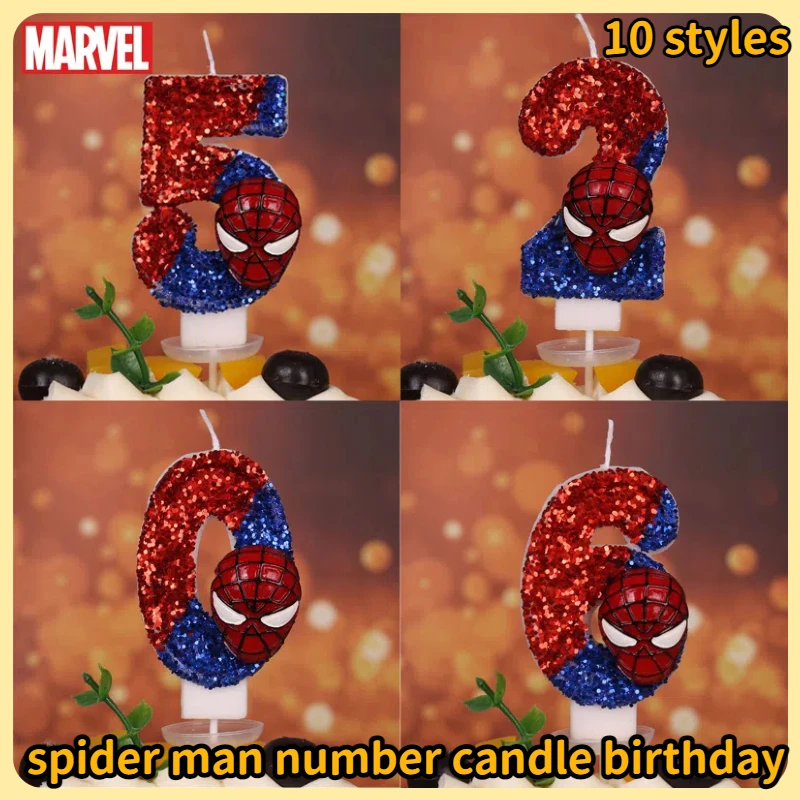 Marvel Superhero Digital Candles Cartoon Candlestick Birthday Cake Insert 0-9 Candles Christmas Party Cake Accessories Gifts