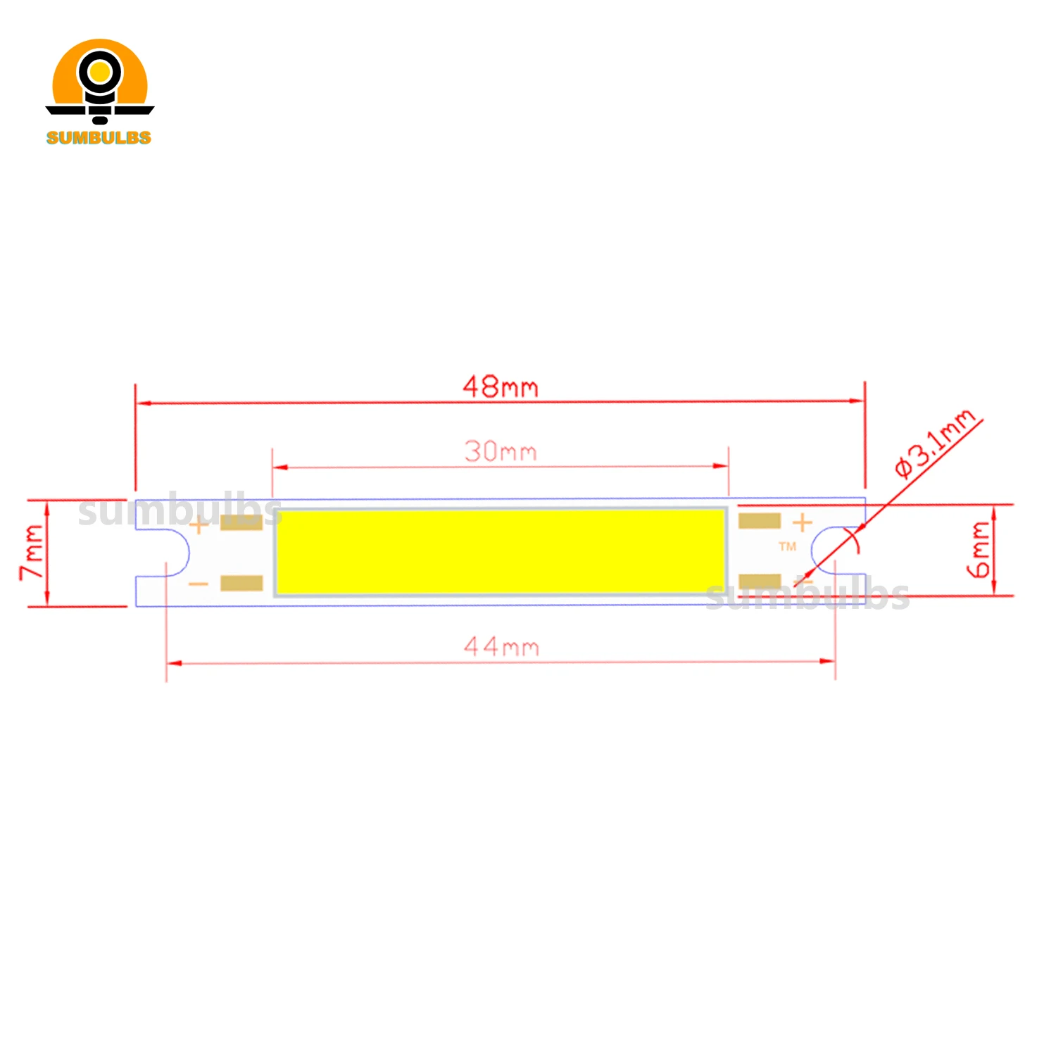 Lámpara de pared LED fuente de luz 48x7mm Mini tamaño pequeño 3W DC 9V-11V 300mA COB bombilla Chip a bordo barra tira para lámpara de mesa de escritorio DIY