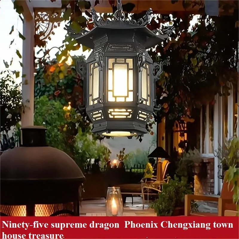 Classical Style Outdoor Chandelier Eaves Antique Gallery Lantern Corridor Lamp  Courtyard Retro Outdoor Waterproof Pendant Light