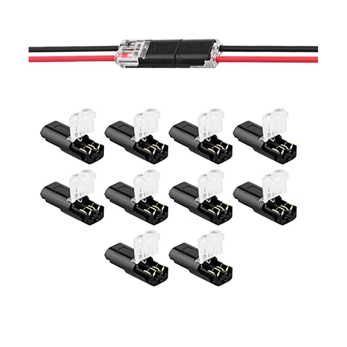

Double-Wire Plug-In Connector+Locking Buckle, No Wire Stripping Cutting 2 Way 2 Pin LED Connector for AWG 20-24 40PCS