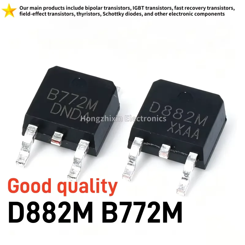 10PCS D882M 2SD882 & B772M 2SB772 TO-252 SMD Transistor 3A 30V NPN PNP Complementary Power Triode