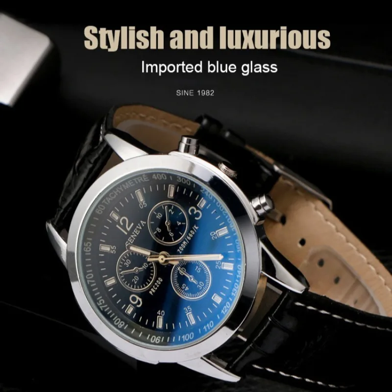 Relógio Quartz de Três Olhos Masculino, Impermeável, Multi Funcional, Moda