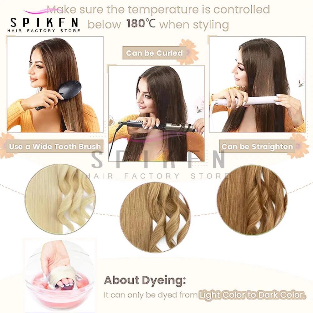 Spikfn fita de 12-24 polegadas em extensões de cabelo humano natural em linha reta 20 unidades/pacote 30g fita fácil de usar em casa preto marrom loiro