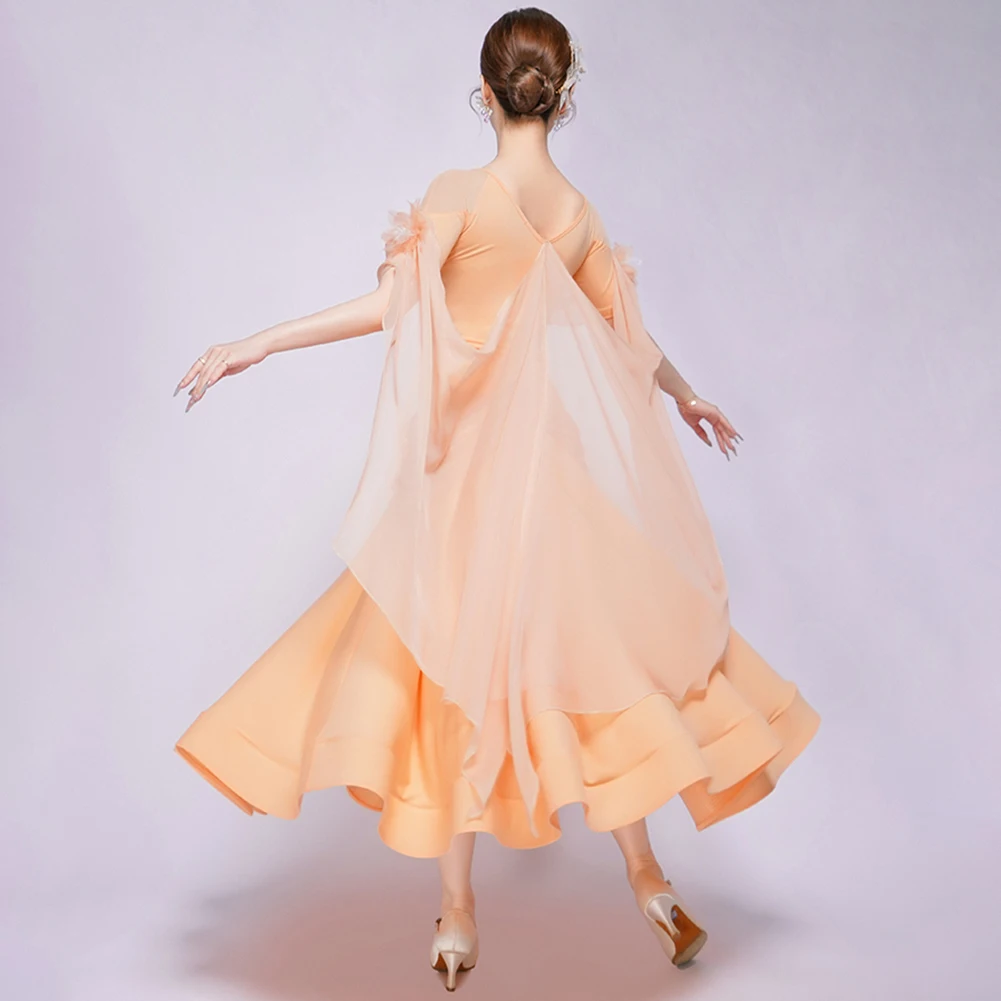 블랙 왈츠 드레스 새로운 스타일 볼룸 댄스 경연 대회 연습복 반팔 흰색 스트랩 연습 성능 슈트