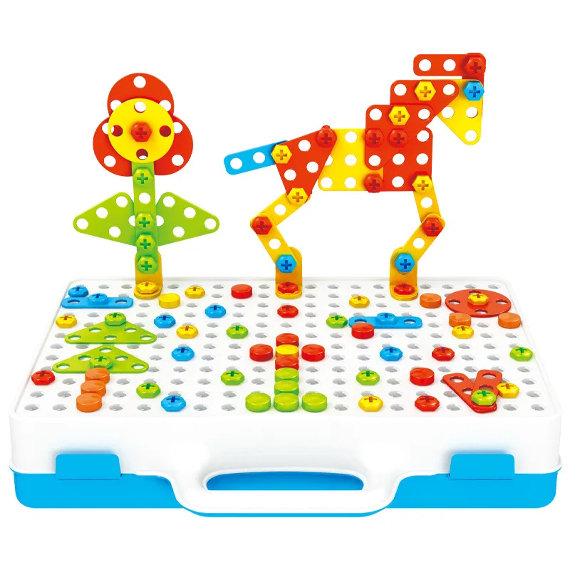Childrens electric drill assembly DIY hands screw nut assembly disassembly early building blocks three dimensional puzzle toys