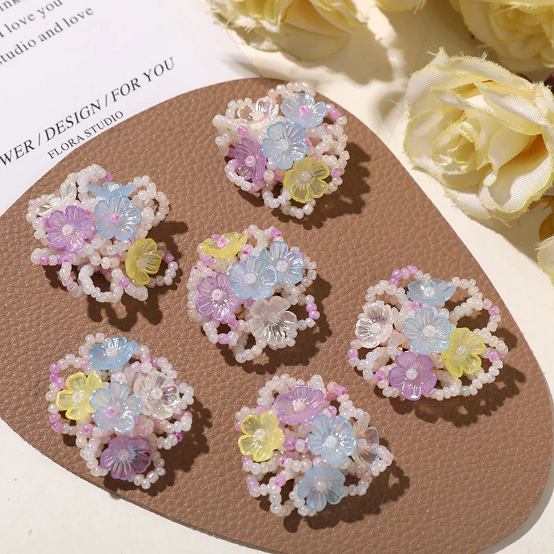 Shoe Charms Colorful Beaded Floral Clusters 1 Piece DIY Vacation Style Clips for Jelly Clogs Sandals Slippers Summer Non Slip