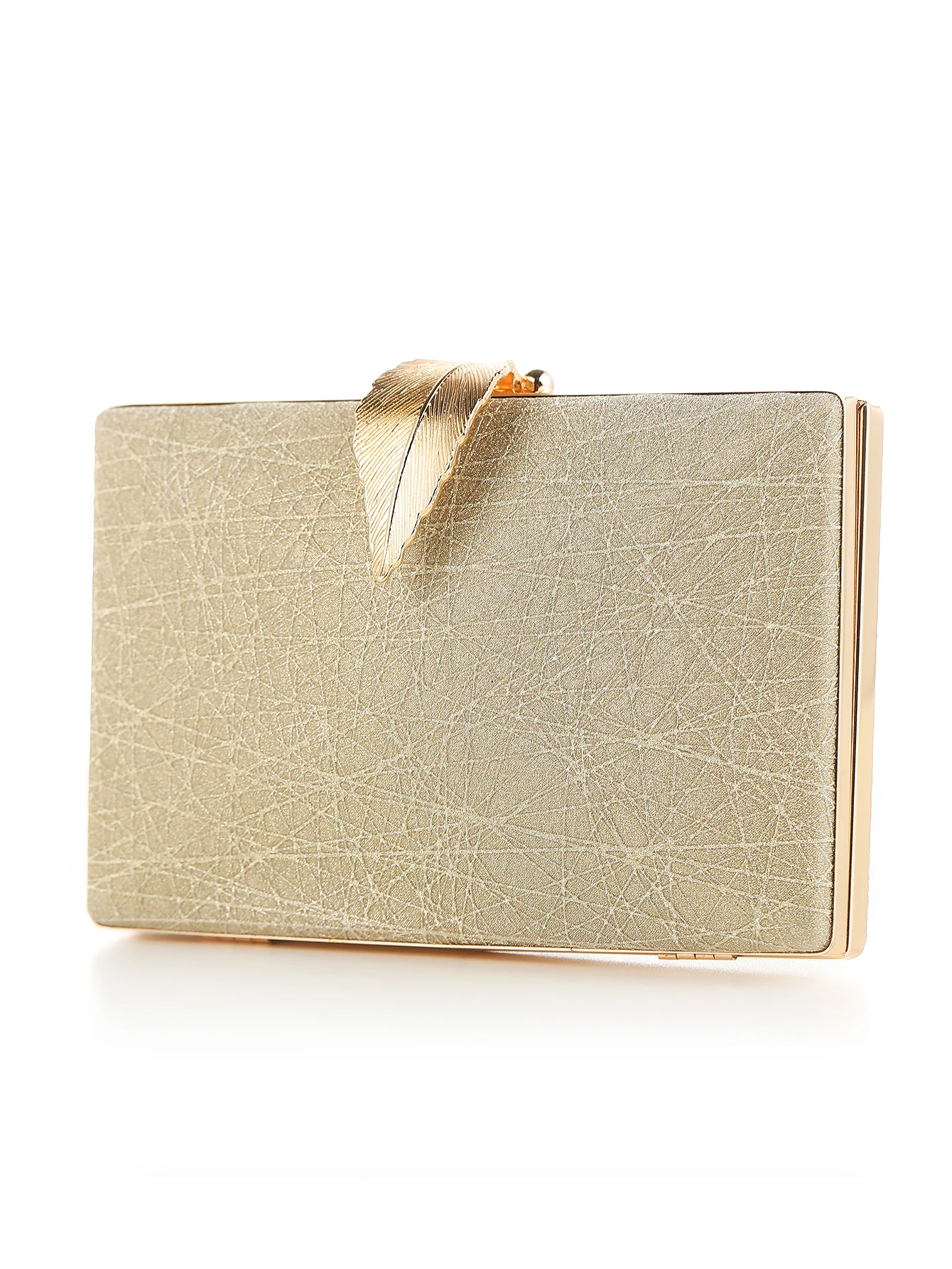 

Ladies Evening Dress Handheld Bag with Metal Leaf Hasp And Chain Shoulder Clutch Popular Ladies Evening Bag