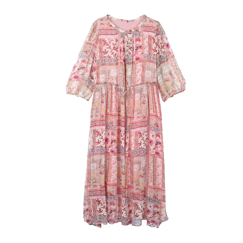 2025 여름 한국 우아한 럭셔리 축제 Vestidos 봄 꽃 실크 비치 맥시 Sundress 여성 Boho 패션 캐주얼 라이트 드레스