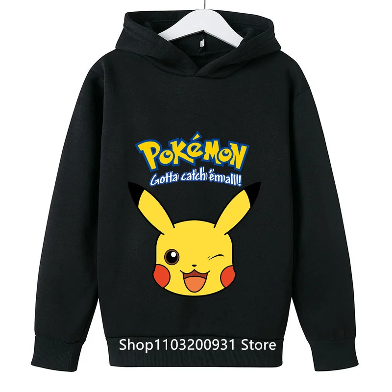 Pokemon Hoodie Kids Fashion Children Baby Boys Clothes Pikachu Sweatshirt Children Tops Girls Clothing Sweater Hot 3-14 Years