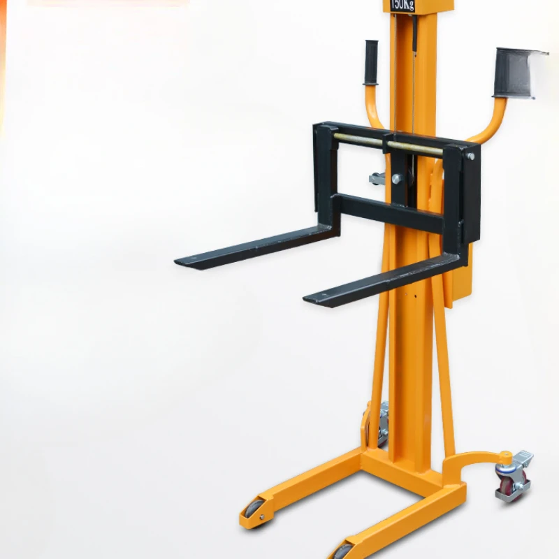 Hand cranked mechanical stacker 150kg light wire rope lift forklift