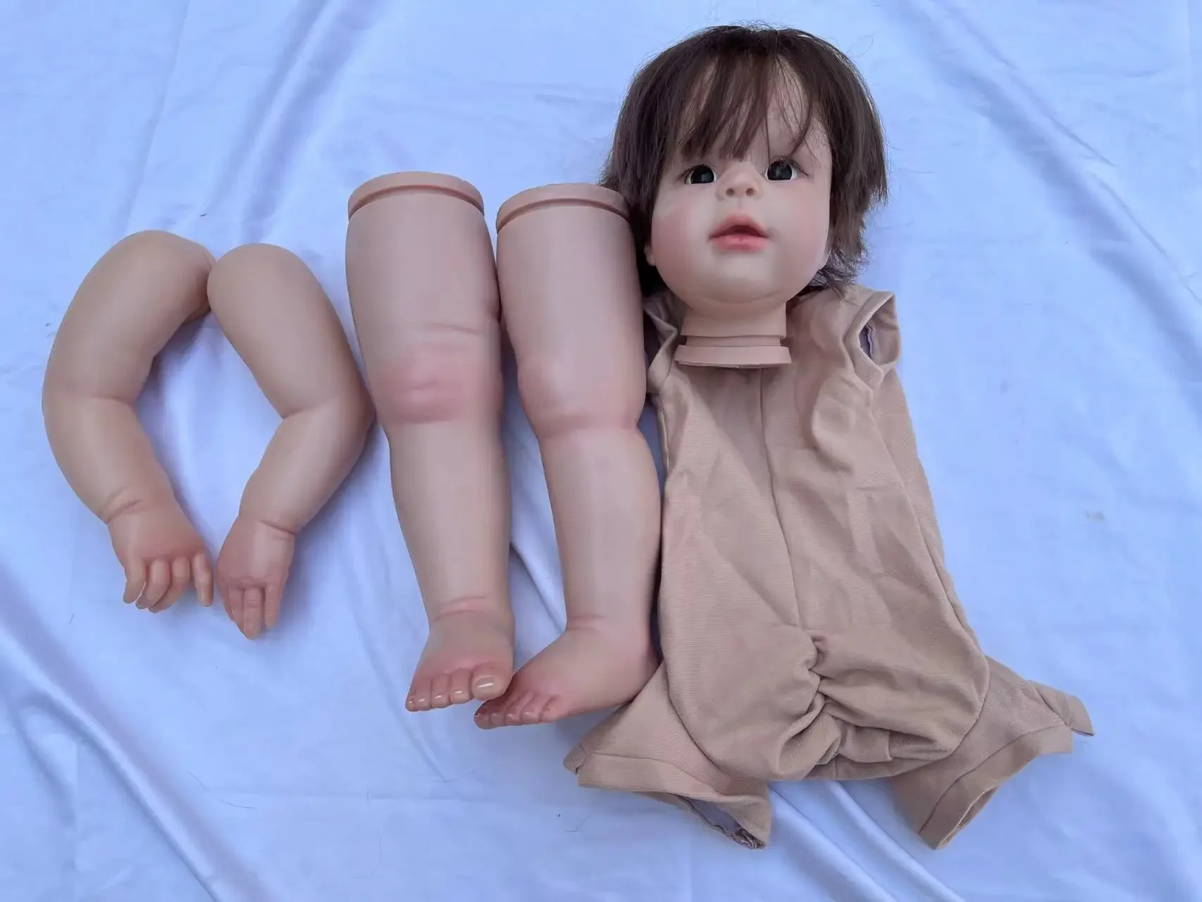 DLS Aangepaste Limited Supply 29 inch Reborn Baby Peggy Met Handgeworteld Bruin Haar Jongen versie Geschilderd Kit DIY Deel