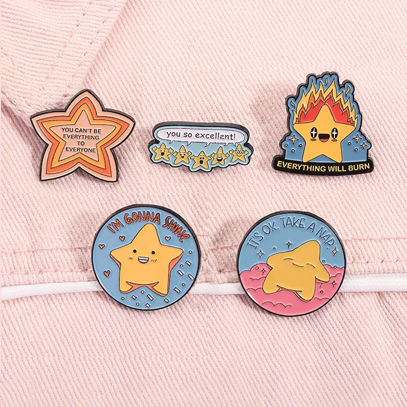 Everything Will Burn Enamel Pin You So Excellent I'm Gonna Shine Cute Star Brooches Lapel Badge Funny Jewelry Gifts For Friends