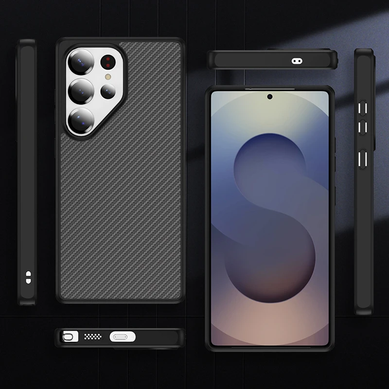 New carbon fiber hidden magnetic Magstfe phone case suitable for Samsung Galaxy S26 S24 S23 S25 Ultra Plus EDGE phone case