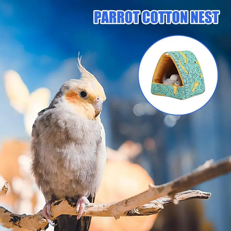 Parrot Warm Bed semi enclosed house Parakeets Hideout birds Plush Cushion bed Parrot hanging Cotton sleeping Nest birds supplies