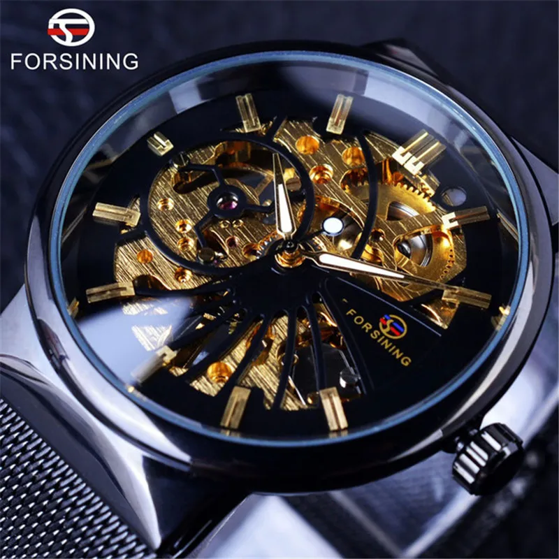 FORSINING-Montre mécanique manuelle étanche pour homme, nouveau produit, mode décontractée, simple tissé, ceinture en maille, livraison gratuite