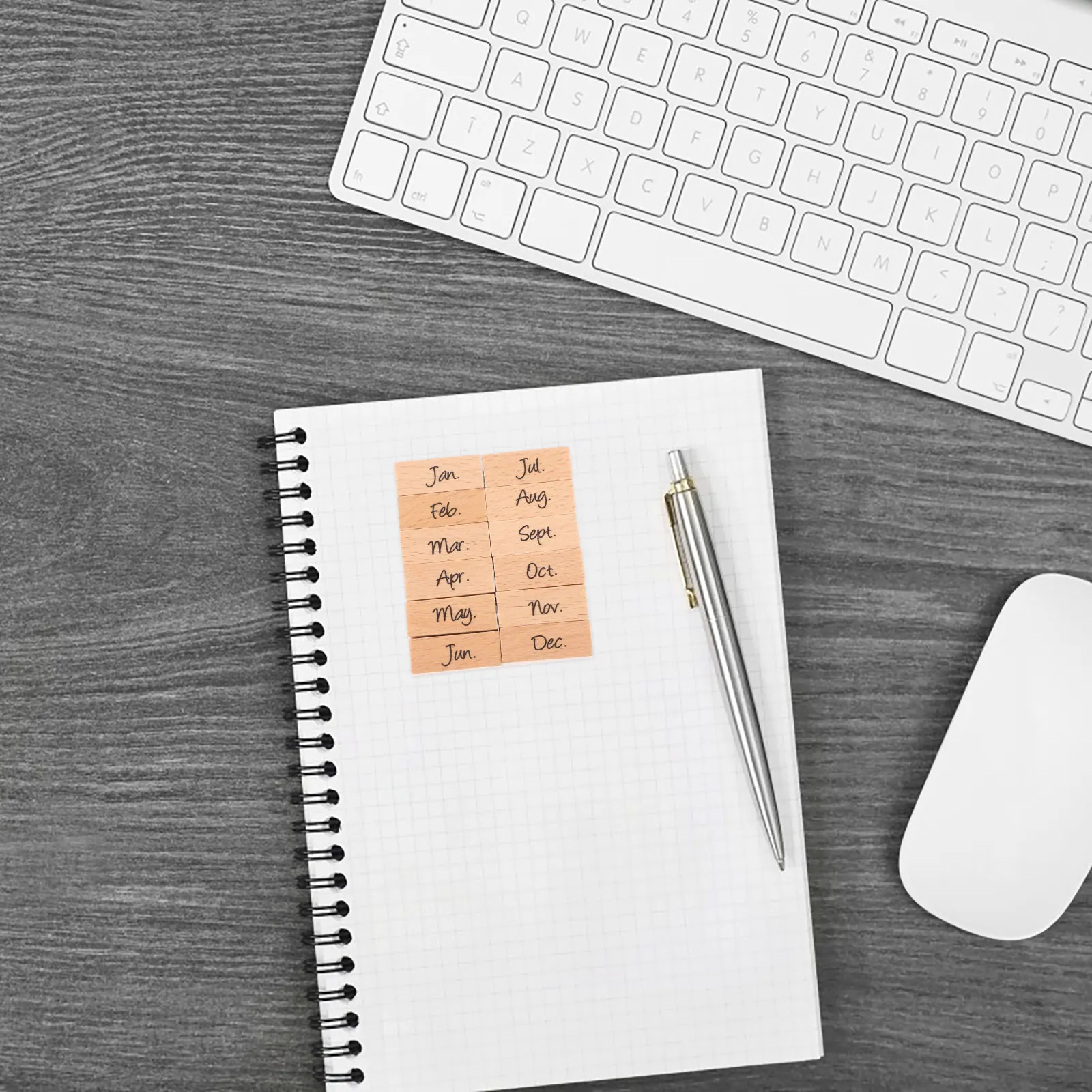 12 stuks houten maandelijkse stempels plakboek zegels diy ambachtelijke dagboek planner geschenkzakken handgemaakte kaarten natuurlijke scène retro stempelset