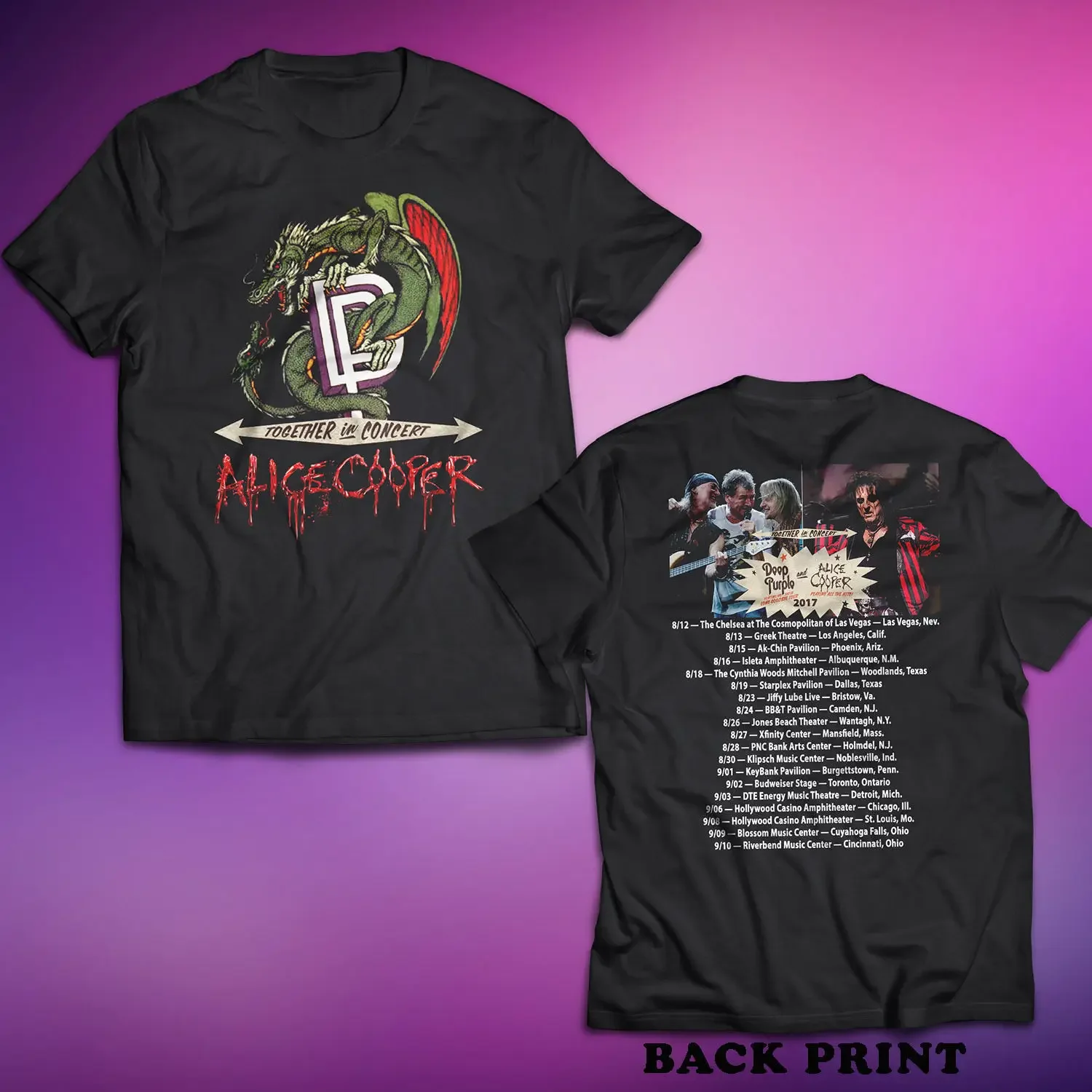 Limited Deep Purple & Alice Cooper Tour Dates 2017 camiseta negra talla S-5Xl nuevas camisetas de moda