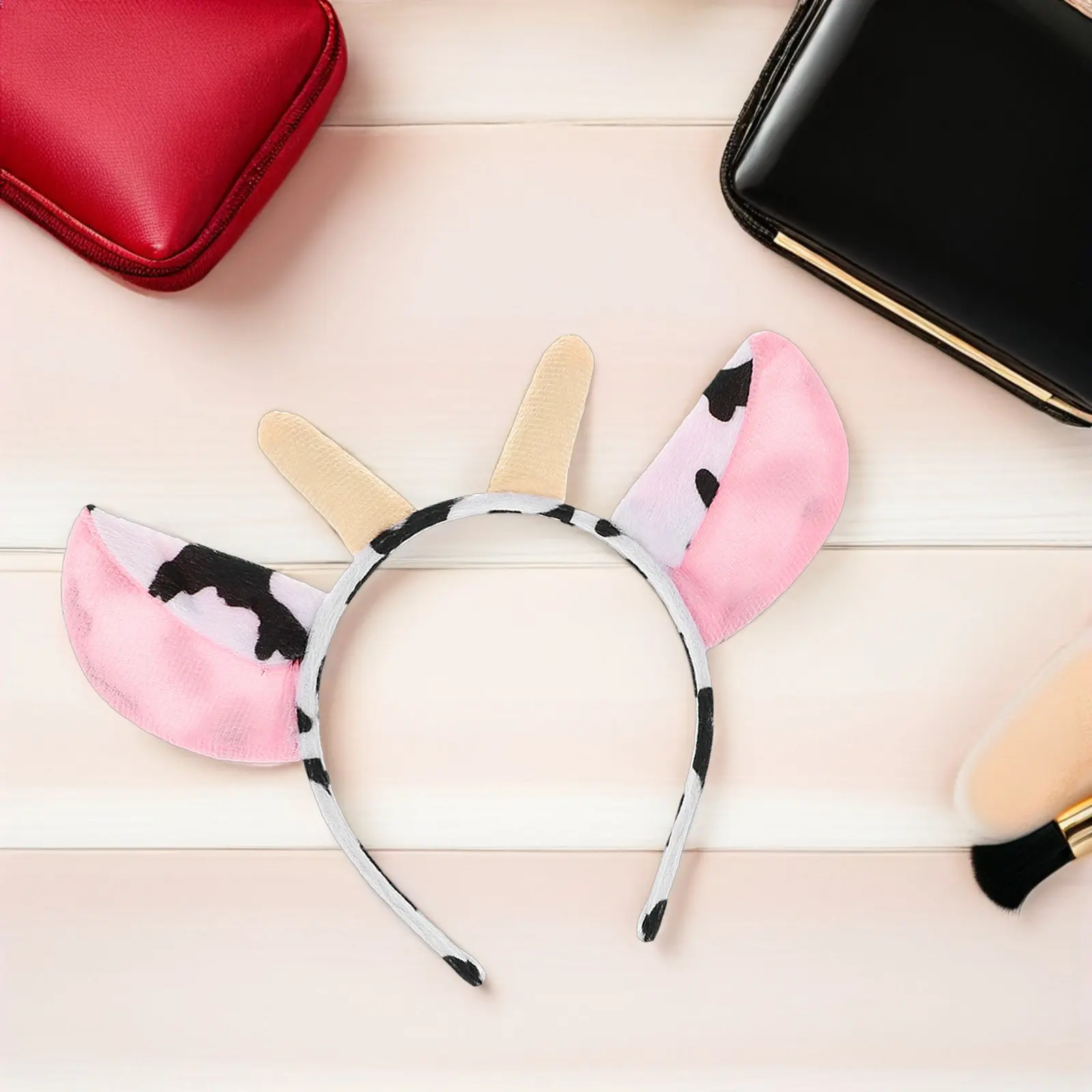 5 Peças Tiara de Orelhas de Vaca Macia, Acessório de Fantasia de Animal, Acessório de Cabelo para Festa, Acessório de Cosplay de Animal de Fazenda, Tiaras de Vaca para Crianças