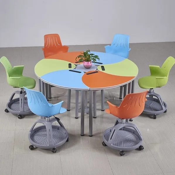 Tong Age School Smart Maker Classroom Counseling Class Trapezoidal Hexagonal Art Training Table Splicing Fan Table And Chair