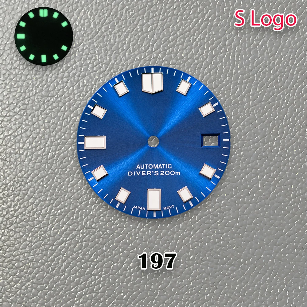 Nuovo quadrante NH35 blu da sub con logo S da 28,5 mm verde nottilucenti adatto per movimento NH36 accessori per la modifica dell'orologio di vendita calda