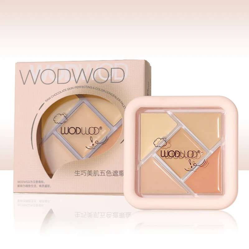 WODWOD precise color matching flawless concealer plate, five color concealer spot black eye circles, looks and brightens