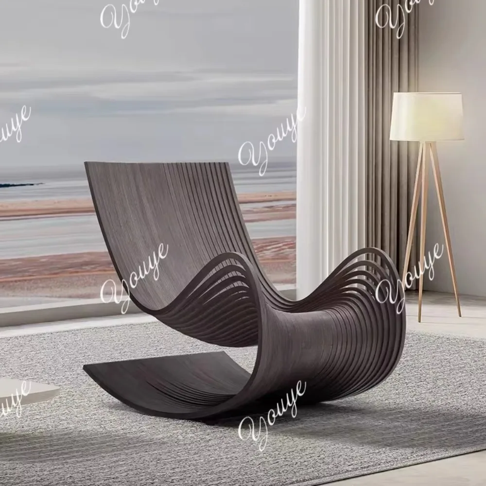 MX Rocking Chair Single Solid Wood Recliner Balcony Leisure Home Living Room Bedroom Lazy Sofa Chair