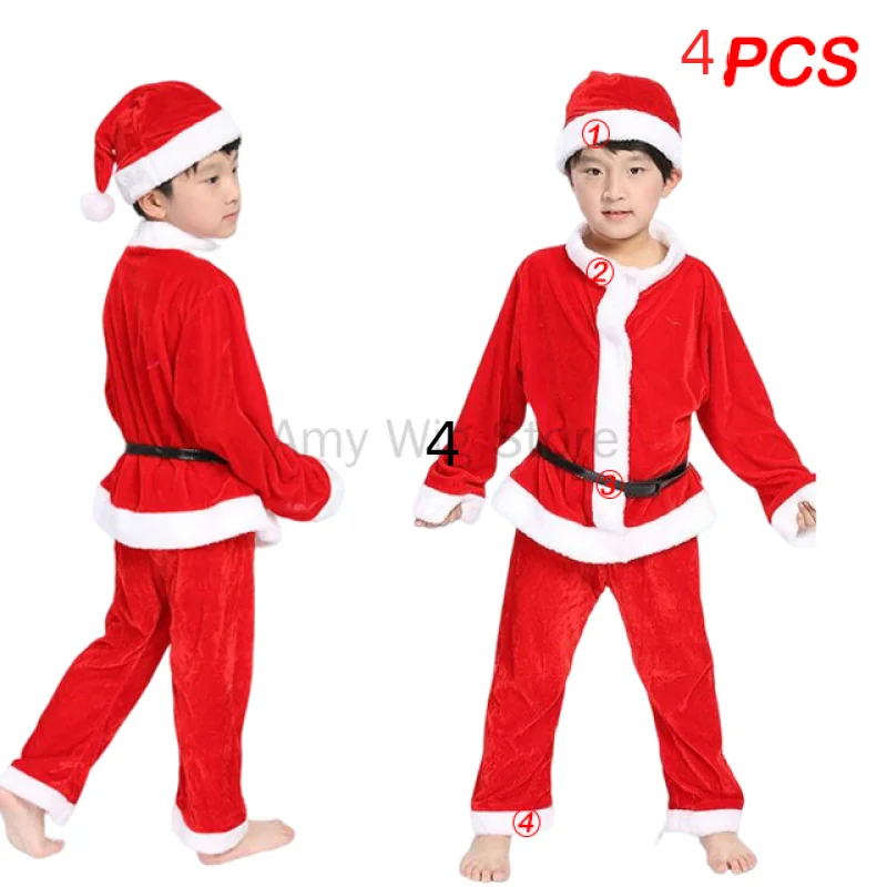 2024 Kids Christmas Santa Claus Suit Christmas Costume Suit Baby Boy Girl Kids New Year Children's Clothing Set