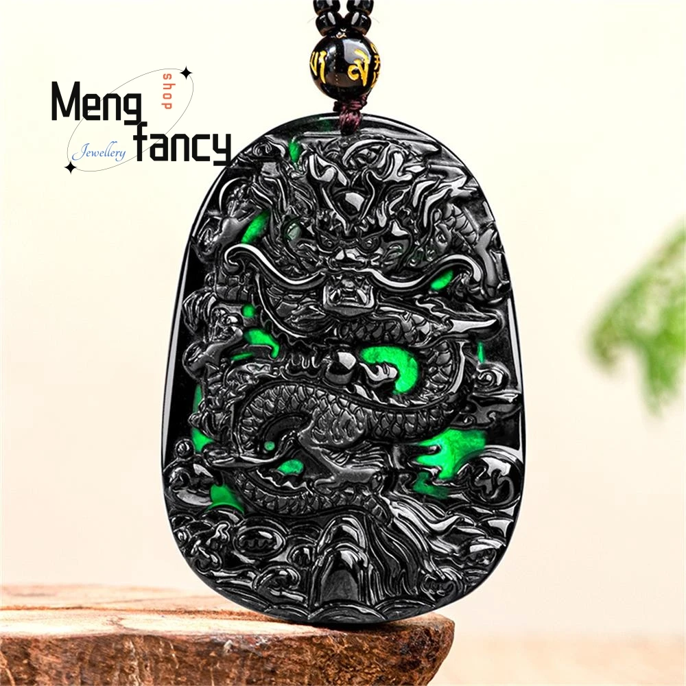 

Natural Mo Cui Dragon Four Seas Pendant Charm Fashion Engraver Fine Jewelry Men Women Couple Mascot Luxury Gift Wedding Souvenir