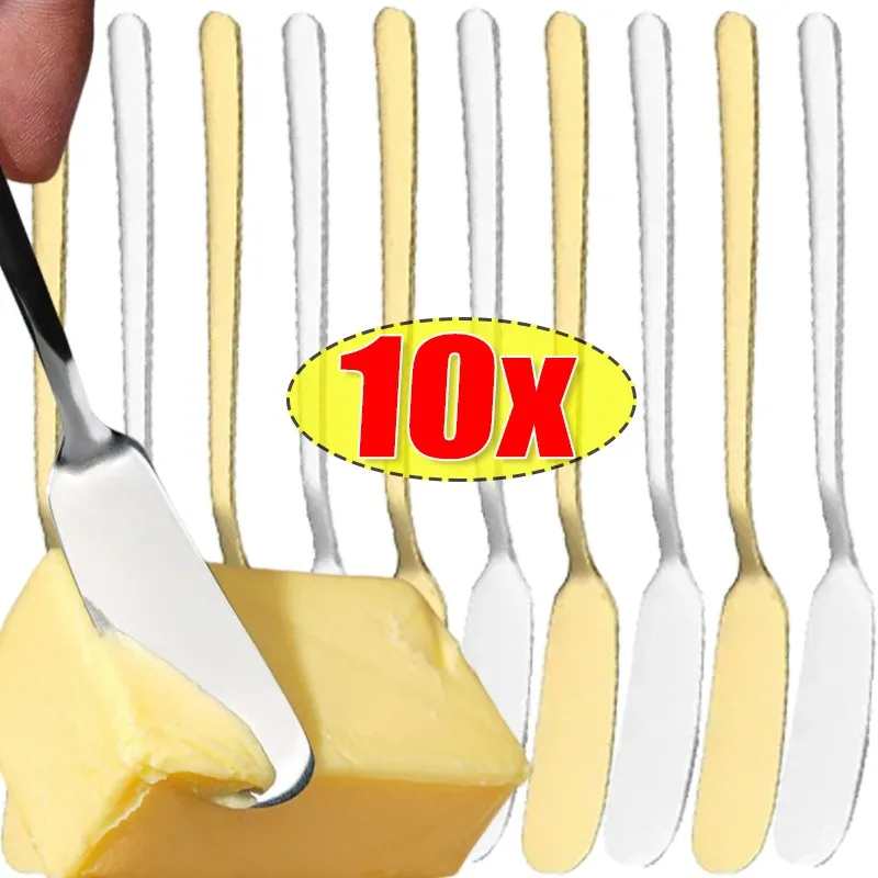 1-10pcs Stainless Steel Butter Knife Long Handle Cheese Bread Jam Cream Cutter Multifunctional Food Tableware Kitchen Gadgets