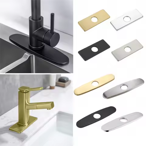 Faucet Plate Hole Square/Oval Tap Cover Deck Plate Stainless Steel Bathroom Kitchen Sink For Most Single Hole Faucet