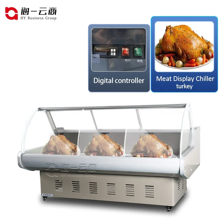 Commercial Meat Display Chiller Refrigerated with Glass Door showcase Fresh Meat Display Fridge for Deli Refrigerator