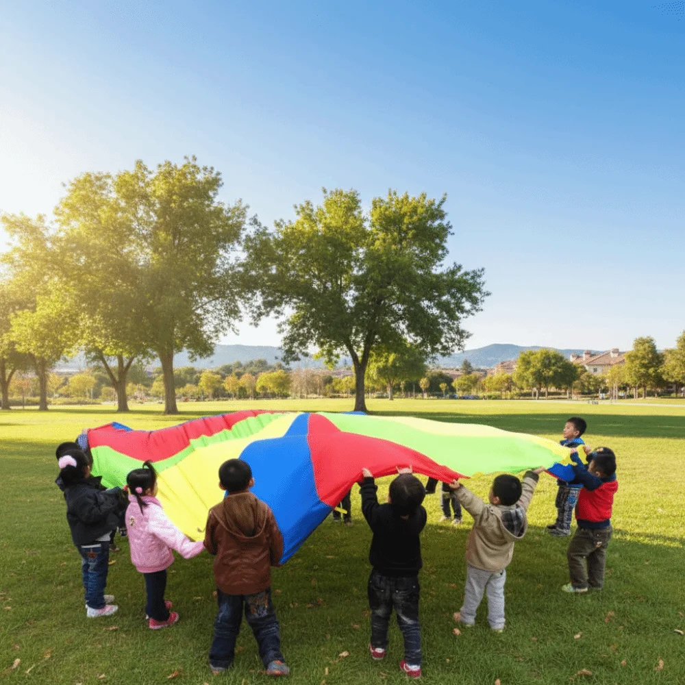 2-10 Meter Rainbow Umbrella Bouncing Mat Jumping Bag Parachute Activity Rainbow Color Children's Game Parent Child Play
