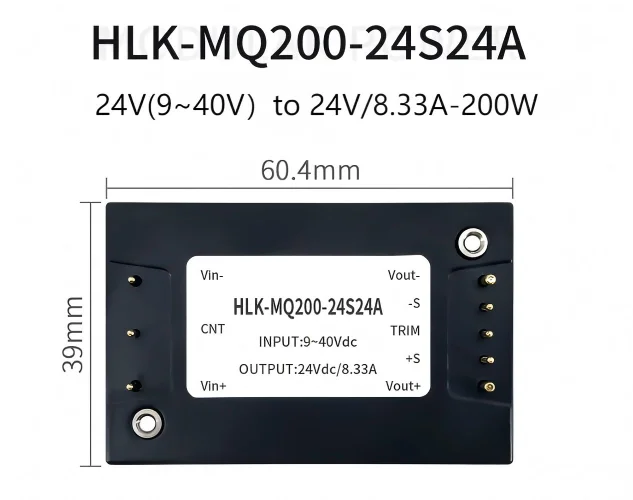 HLK-200MQ Series 200W 1/4 Brick DC-DC Power Module Isolated Regulated Single Output Auto Recoverable Short Circuit Protection