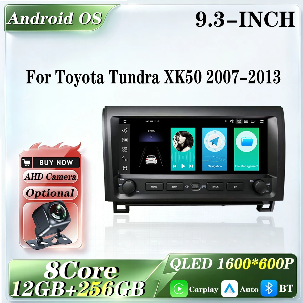 For Toyota Tundra XK50 2007-2013 Intelligent System Wireless Carplay QLED Touch Screen Cooling Fan Accessories Head Unit