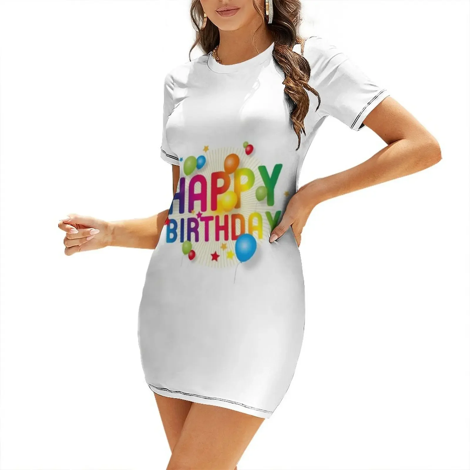 

happy birthday Short-Sleeved Dress Female clothing summer dress women 2025 long dress women summer dresses womens 2025