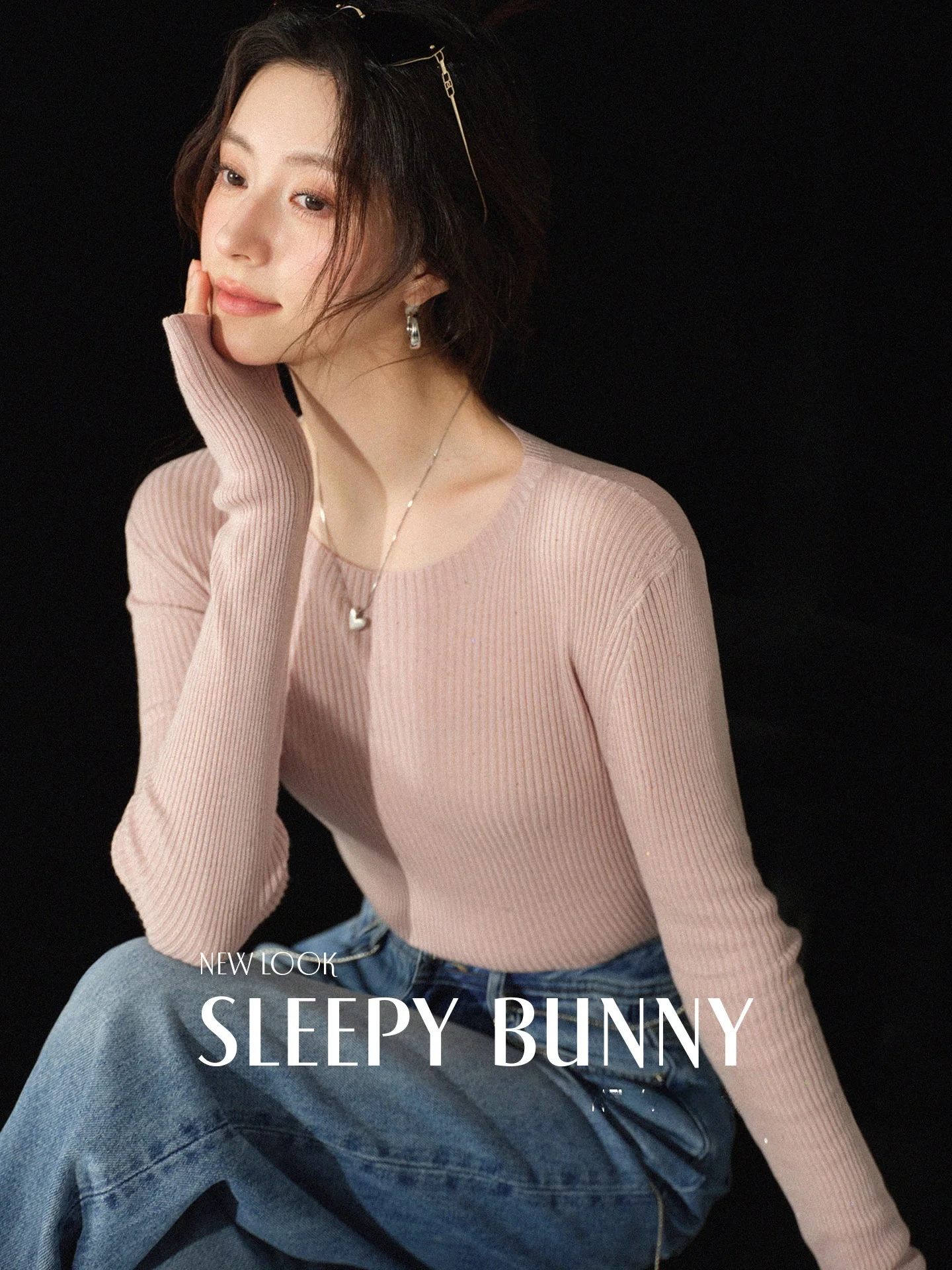 

Spybunny Women's round Neck Long Sleeve Knitted Sweater Slim Fit Base Layer Shirt Spring Commute Style Shiny Thread/Beads