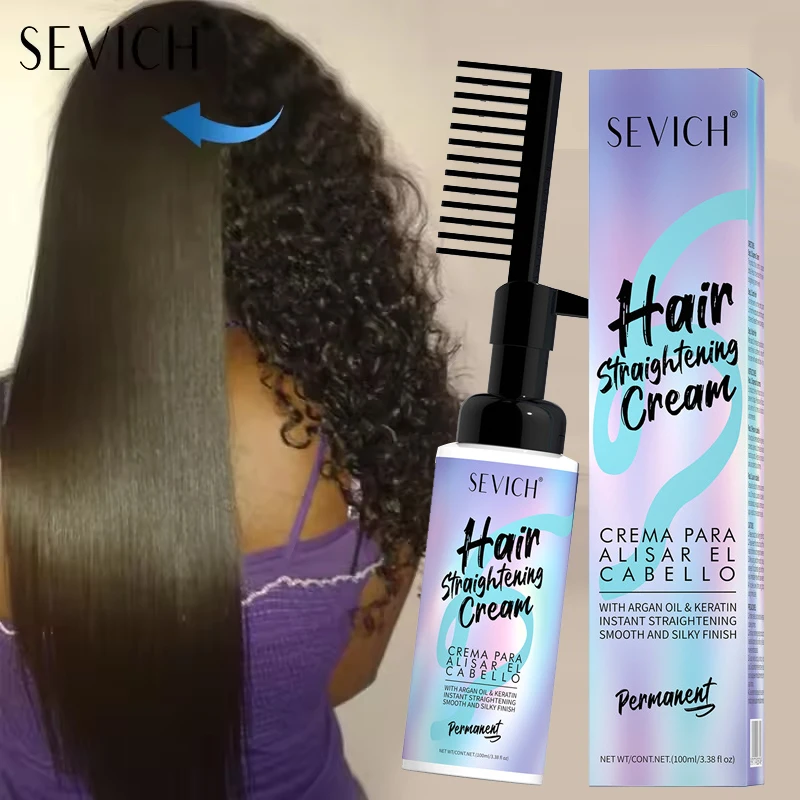 Creme Alisante de Queratina com Pente 100ml Repara Cabelos Danificados e Frizzidos, Deixa o Cabelo Macio, Liso e Brilhante, Hidratação Profunda