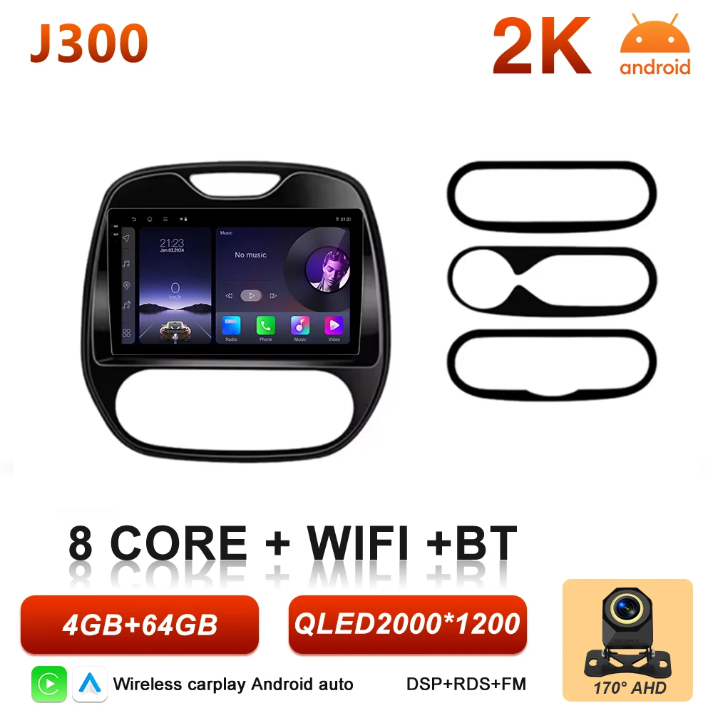 Android 16 Carplay autoradio voor Renault Kaptur Captur Clio Samsung QM3 2013 2014 2015 2016 GPS stereo multimediaspeler BT Wifi
