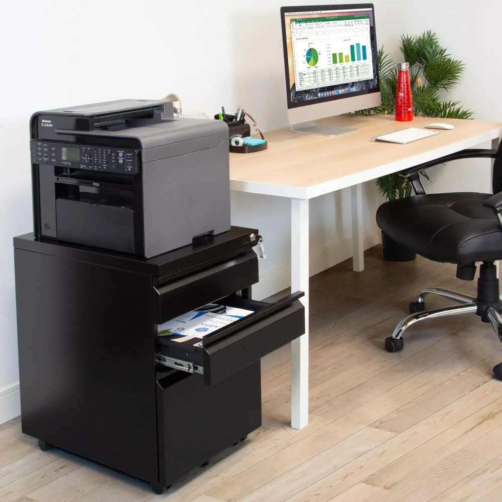 Mobile on Wheels, Rolling File Cabinet Store Files with Key in Home Office