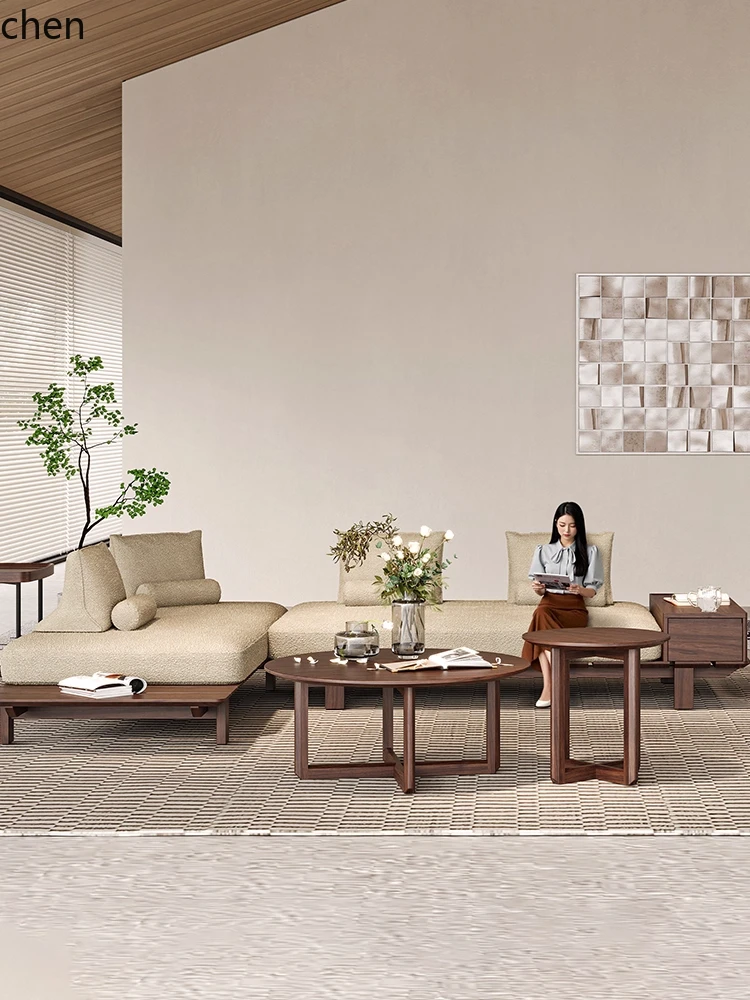 

YXY solid wood coffee table household living room furniture simple size round coffee table combination